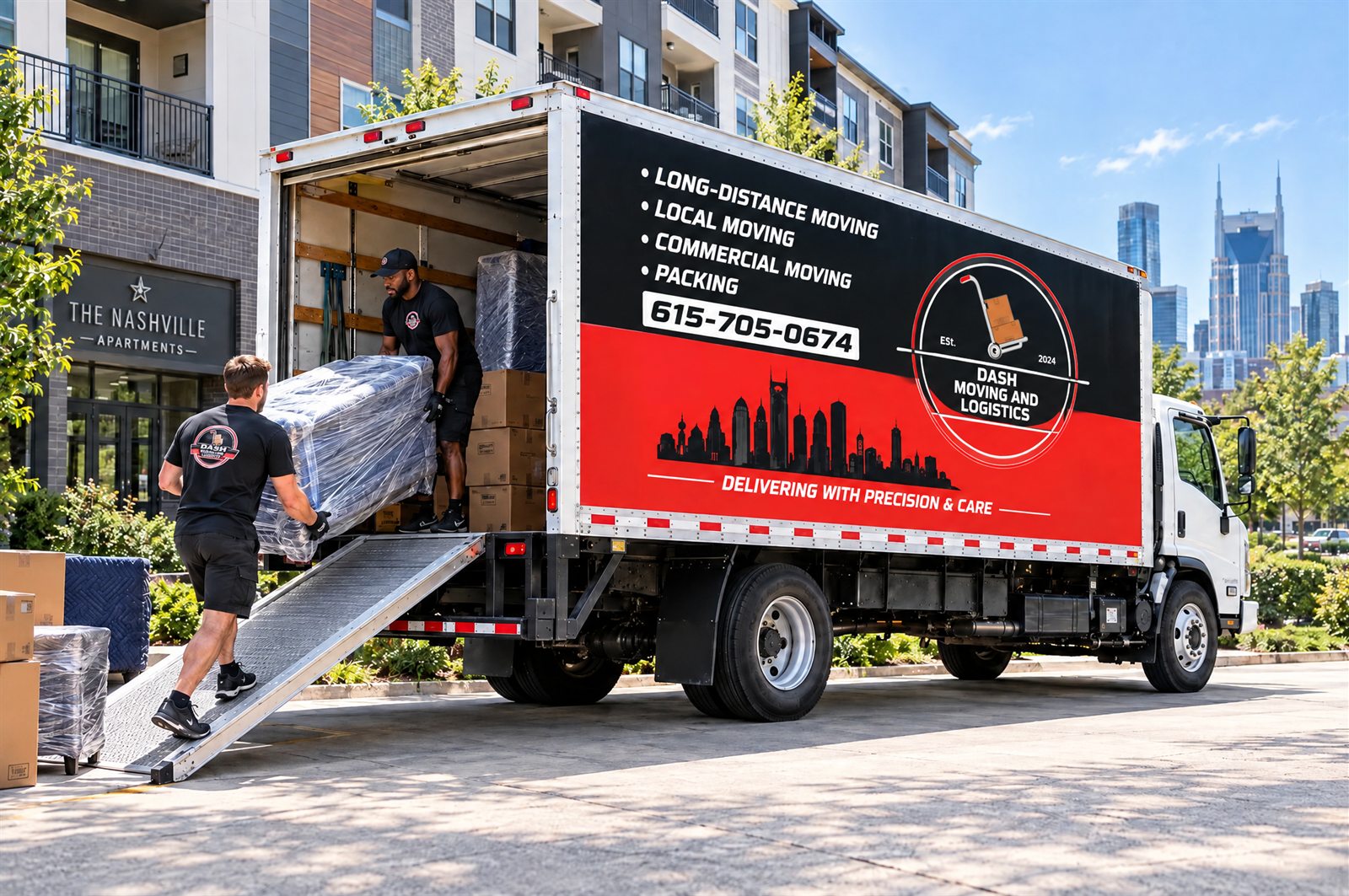 Movers loading the Dash truck for a same-day move